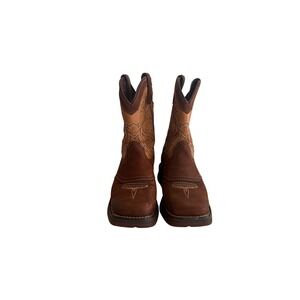 Durango Kids Western Cowboy Boots‎ Brown Tan Square Toe Size 2M
